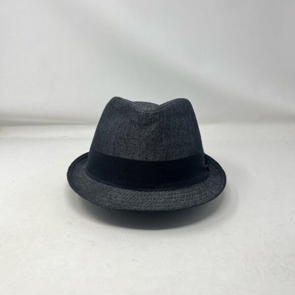 Stetson Fedora Hat Herringbone Pattern Ribboned Charcoal Gray Mens Small/Medium - Picture 3 of 7